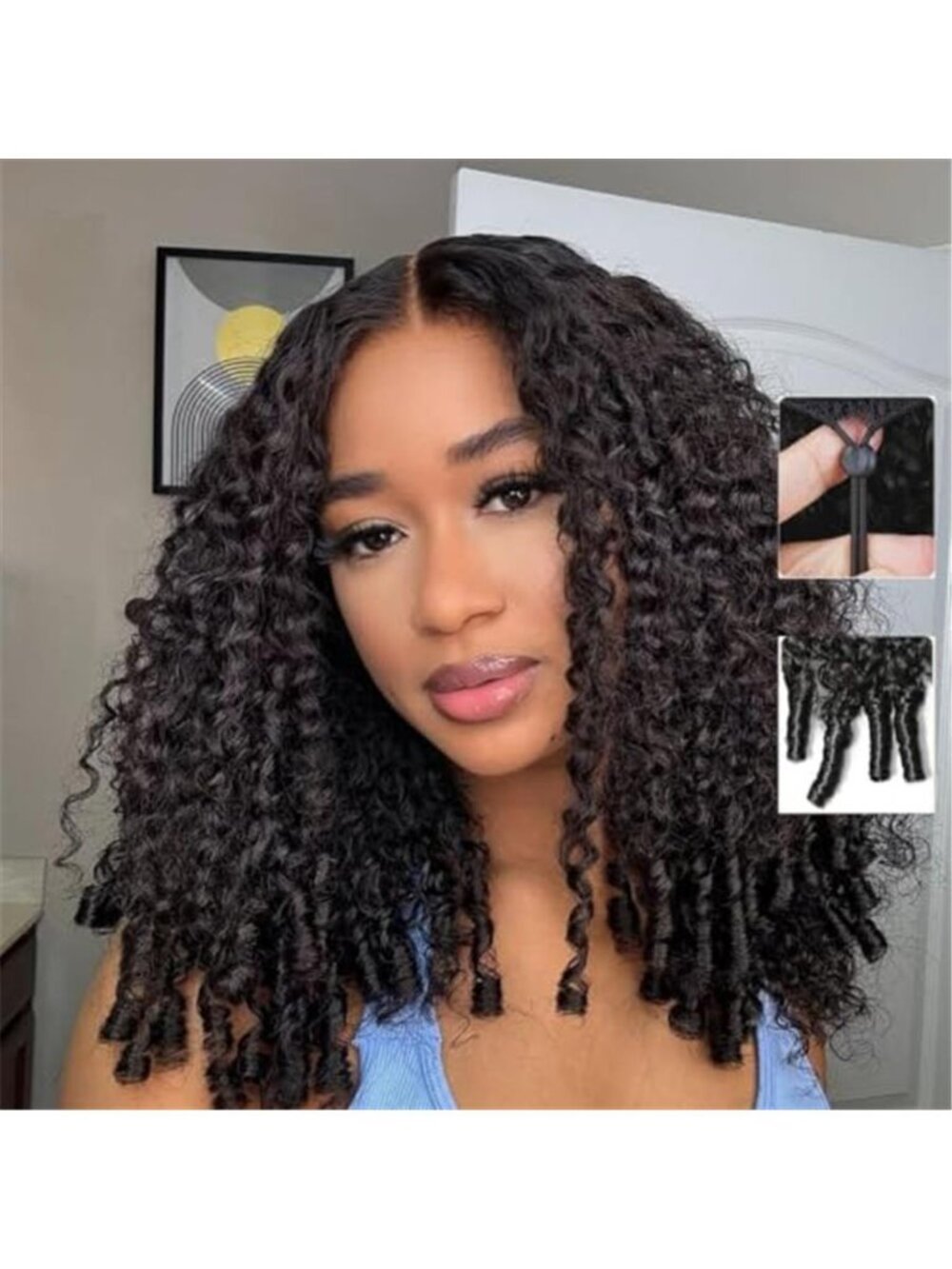 Burmese Curly Half Wig Human Hair 250% Density with Spiral End 3 in 1 Curly